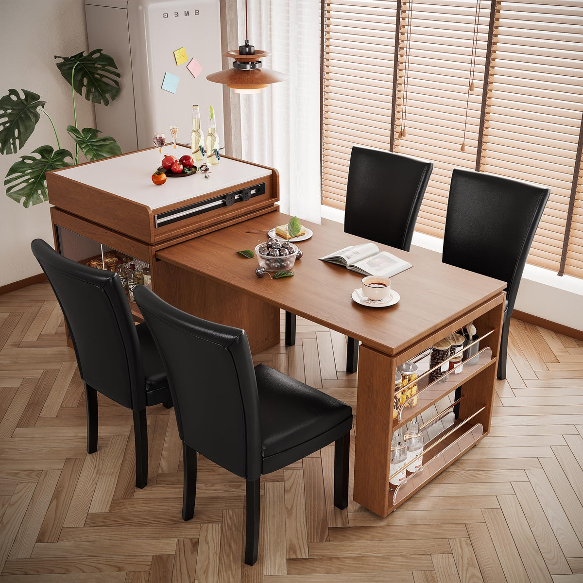 Set of 6 Solid Wood Upholstered Dining Chairs K415