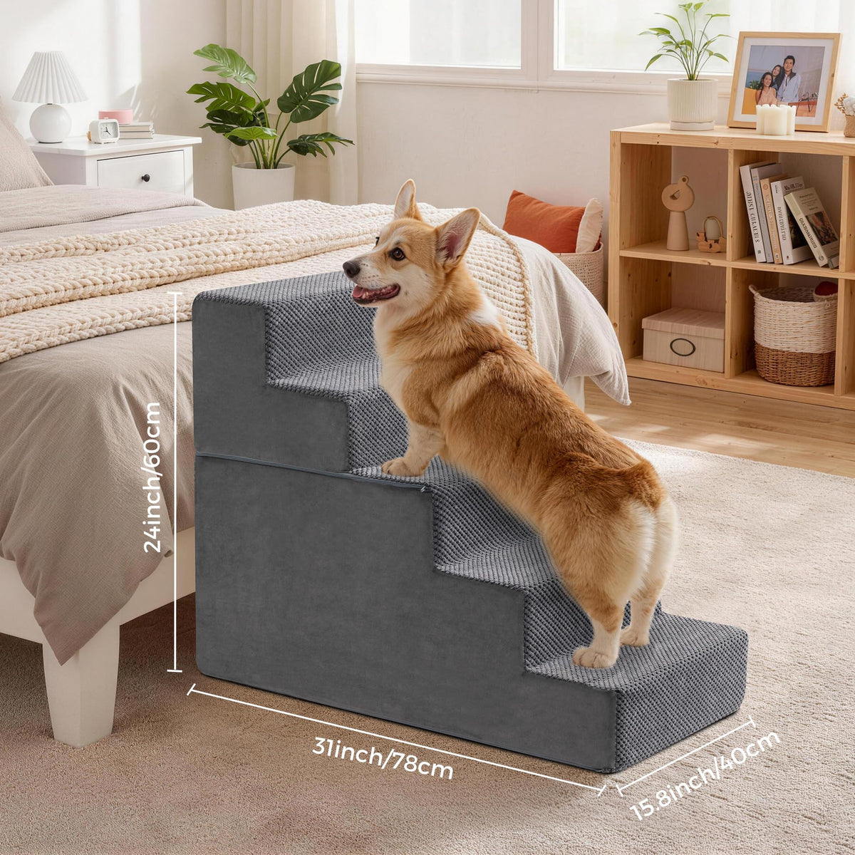 Detachable Non-Slip Grey Dog Stairs C355
