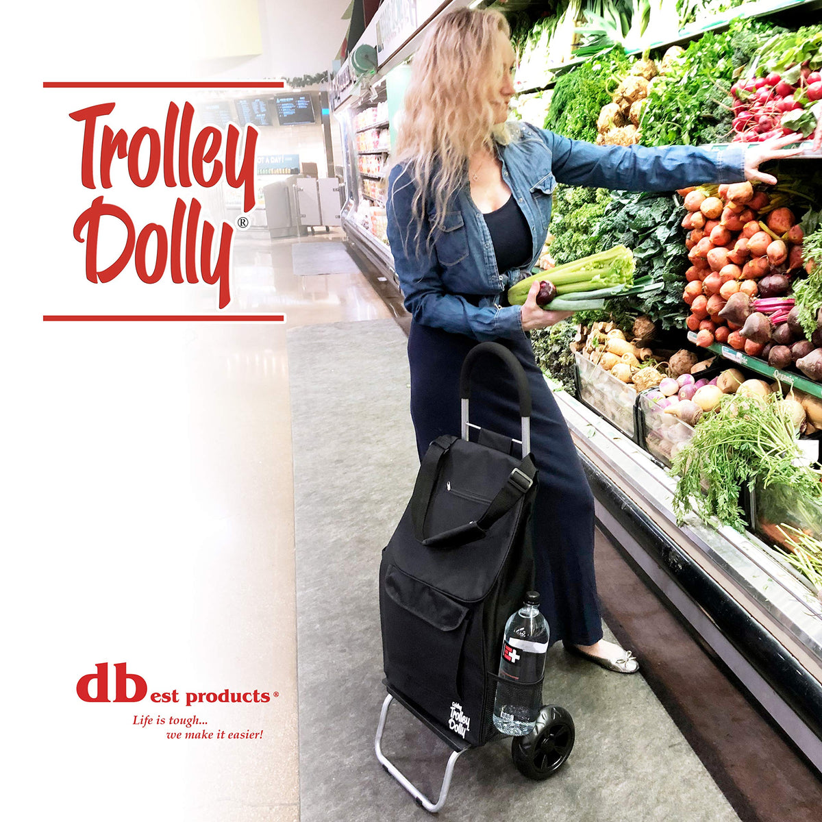 Black Foldable Shopping Cart with Wheels and Removable Bag I9797